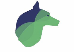 logo tête de loup en trois couleur