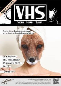 Affiche soirée VHS - Montage photo représentant une femme avec un visage de renard
